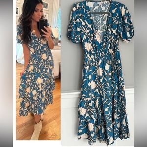 Knox Rose Short Sleeve Wrap Midi Floral Dress Small